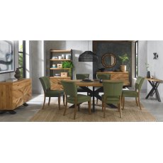 Constable Rustic Oak Dining Chairs in Cedar Velvet Fabric