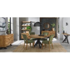 Constable Rustic Oak Dining Chairs in Cedar Velvet Fabric
