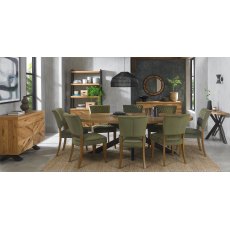 Constable Rustic Oak Dining Chairs in Cedar Velvet Fabric