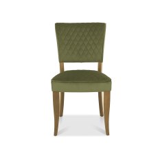 Constable Rustic Oak Dining Chairs in Cedar Velvet Fabric