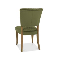 Constable Rustic Oak Dining Chairs in Cedar Velvet Fabric