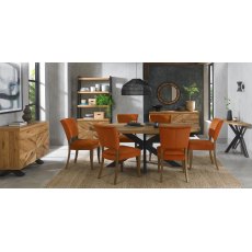 Constable Rustic Oak Dining Chairs in Rust Velvet Fabric
