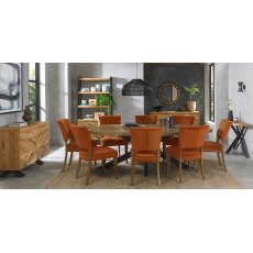 Constable Rustic Oak Dining Chairs in Rust Velvet Fabric