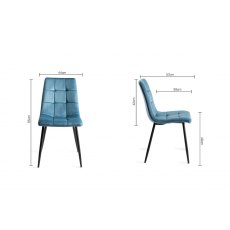 Ramsay U Leg Oak Effect 6 Seater Dining Table & 6 Mondrian Petrol Blue Velvet Fabric  Chairs