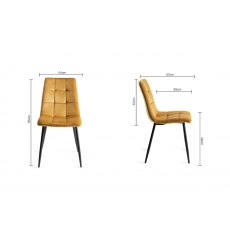 Ramsay U Leg Oak Effect 6 Seater Dining Table & 6 Mondrian Mustard Velvet Fabric Chairs