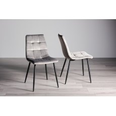 Ramsay U Leg Oak Effect 6 Seater Dining Table & 6 Mondrian Grey Velvet Fabric Chairs