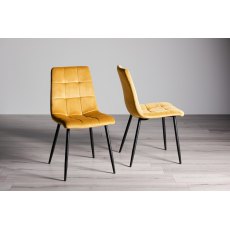 Ramsay U Leg Oak Effect 6 Seater Dining Table & 4 Mondrian Mustard Velvet Fabric Chairs