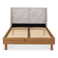 Astra Knotty Oak & Weathered Oak Pearl Velvet Fabric Super King Bed Frame 180cm