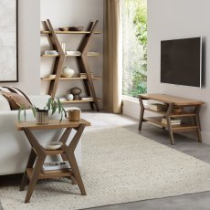 Henley Oak & Light Weathered Oak Open Media Unit