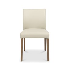 Henley Light Weathered Oak Upholstered Chairs in Ivory Bonded Leather