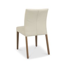 Henley Light Weathered Oak Upholstered Chairs in Ivory Bonded Leather
