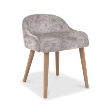 Astra Knotty Oak & Weathered Oak Stool - Pearl Velvet Fabric