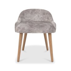 Astra Knotty Oak & Weathered Oak Stool - Pearl Velvet Fabric