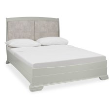Amara - Blue Grey Pearl Velvet King Bed Frame 150cm Amara - Blue Grey Pearl Velvet King Bed Frame 150cm
