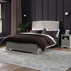 Amara - Blue Grey Pearl Velvet Super King Bed Frame 180cm