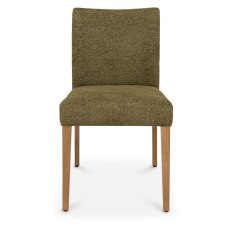 Alto - Rustic Oak Dining Chair in Green Fabric (Pair)
