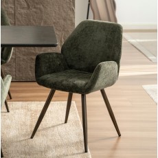 Zoran - Dining Chair in Green Chenille Fabric (Pair) Zoran - Dining Chair in Green Chenille Fabric (Pair)