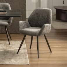 Zoran - Dining Chair in Grey Chenille Fabric (Pair) Zoran - Dining Chair in Grey Chenille Fabric (Pair)