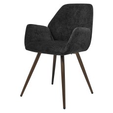 Zoran - Dining Chair in Dark Grey Chenille Fabric (Pair)