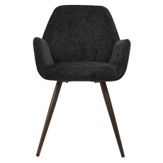 Zoran - Dining Chair in Dark Grey Chenille Fabric (Pair)