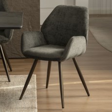 Zoran - Dining Chair in Dark Grey Chenille Fabric (Pair) Zoran - Dining Chair in Dark Grey Chenille Fabric (Pair)