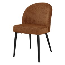 Cleo - Dining Chair in Orange Chenille Fabric (Pair)