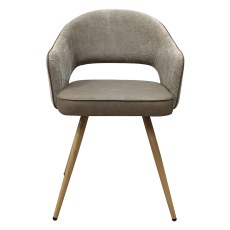 Hanson - Dining Chair in Beige Fabric & Taupe Faux Leather (Pair)