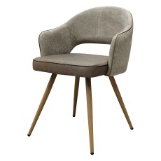 Hanson - Dining Chair in Beige Fabric & Taupe Faux Leather (Pair)