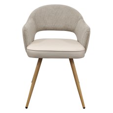 Hanson - Dining Chair in Beige Fabric & Ivory Faux Leather (Pair)