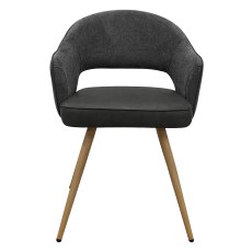 Hanson - Dining Chair in Grey Fabric & Dark Grey Faux Leather (Pair)