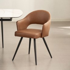 Sterling - Dining Chair in Tan Faux Leather (Pair) Sterling - Dining Chair in Tan Faux Leather (Pair)