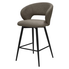Stella - Swivel Bar Stool in Beige Boucle Fabric