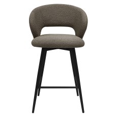 Stella - Swivel Bar Stool in Beige Boucle Fabric