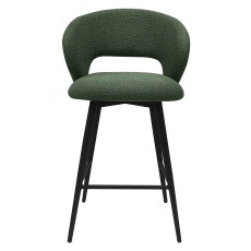 Stella - Swivel Bar Stool in Green Boucle Fabric