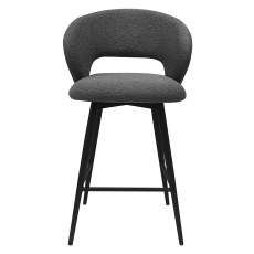 Stella - Swivel Bar Stool in Grey Boucle Fabric