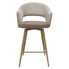 Hanson - Swivel Bar Stool in Beige Fabric & Taupe Faux Leather