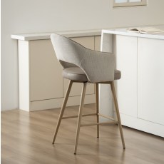 Hanson - Swivel Bar Stool in Beige Fabric & Taupe Faux Leather Hanson - Swivel Bar Stool in Beige Fabric & Taupe Faux Leather