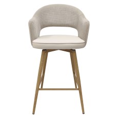 Hanson - Swivel Bar Stool in Beige Fabric & Ivory Faux Leather