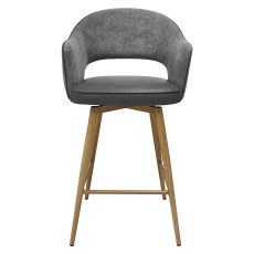 Hanson - Swivel Bar Stool in Grey Fabric & Dark Grey Faux Leather