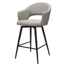 Sterling - Swivel Bar Stool in Light Grey Faux Leather