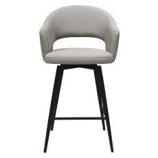 Sterling - Swivel Bar Stool in Light Grey Faux Leather