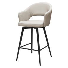 Sterling - Swivel Bar Stool in Ivory Faux Leather