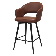 Sterling - Swivel Bar Stool in Tan Faux Leather