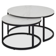 Mateo - White Ceramic Nest of Coffee Tables