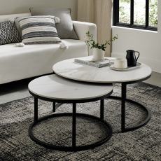 Mateo - White Ceramic Nest of Coffee Tables