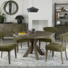 Bosco - Fumed Oak 4 Seater Circular Wooden Dining Table