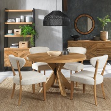 Bosco - Rustic Oak 4 Seater Circular Wooden Dining Table