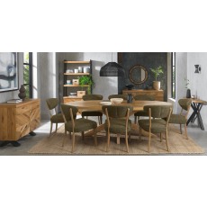 Bosco - Rustic Oak Dining Chair in Green Fabric (Pair)