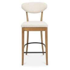 Bosco - Rustic Oak Bar Stool in Oatmeal Fabric (Pair) Bosco - Rustic Oak Bar Stool in Oatmeal Fabric (Pair)