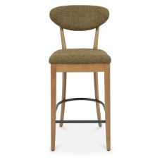 Bosco - Rustic Oak Bar Stool in Green Fabric (Pair) Bosco - Rustic Oak Bar Stool in Green Fabric (Pair)